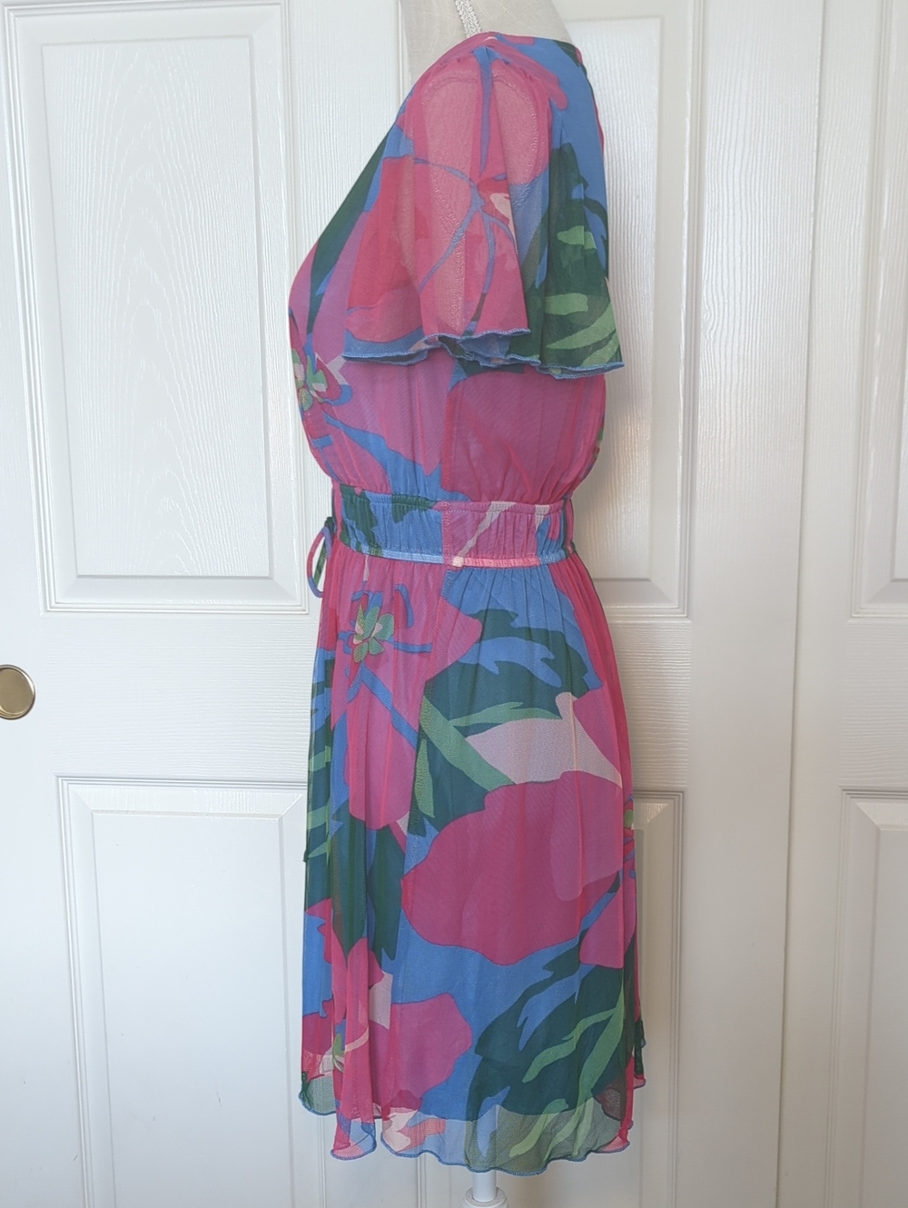 Kate and Lily Floral V-Neck Dress - Pink & Blue - Picture 4 of 7